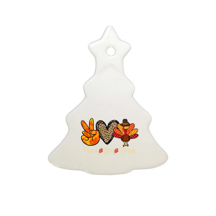 Peace Love Turkey Little Pilgrim Thanksgiving Ceramic Tree Ornament