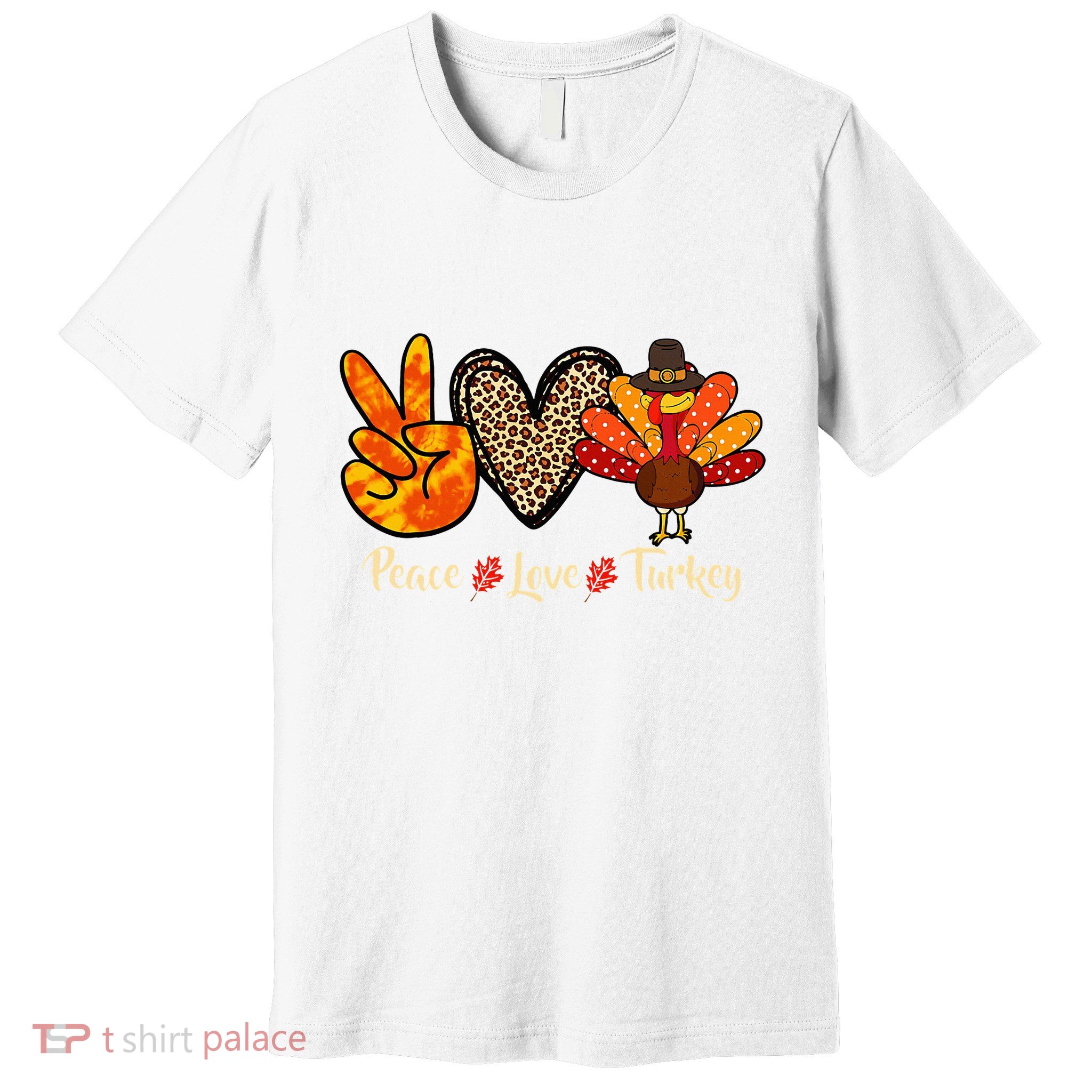 Peace Love Turkey Little Pilgrim Thanksgiving Premium T-Shirt
