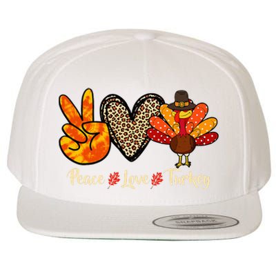 Peace Love Turkey Little Pilgrim Thanksgiving Wool Snapback Cap