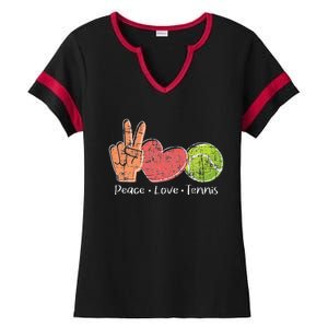 Peace Love Tennis Tournament Player Ladies Halftime Notch Neck Tee