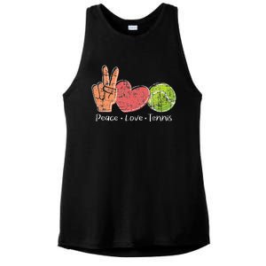 Peace Love Tennis Tournament Player Ladies PosiCharge Tri-Blend Wicking Tank