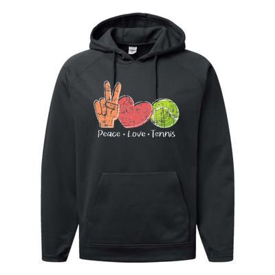 Peace Love Tennis Tournament Player Performance Fleece Hoodie