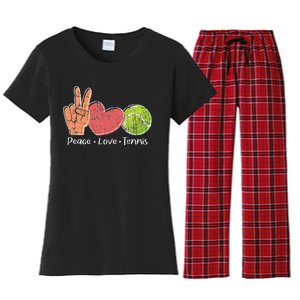 Peace Love Tennis Tournament Player Women's Flannel Pajama Set