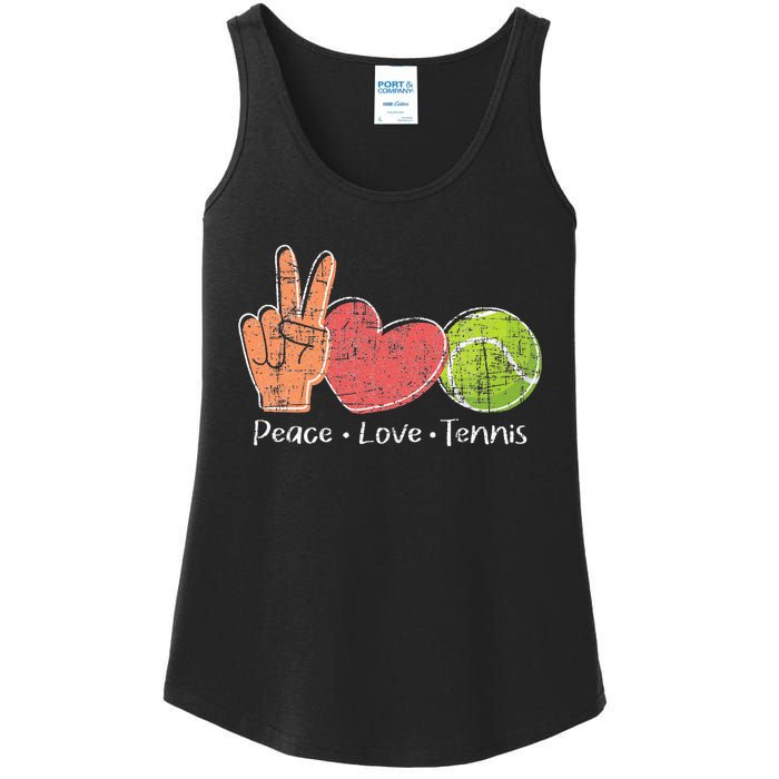 Peace Love Tennis Tournament Player Ladies Essential Tank