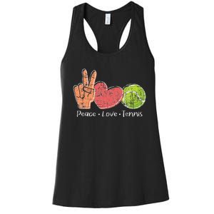 Peace Love Tennis Tournament Player Women's Racerback Tank