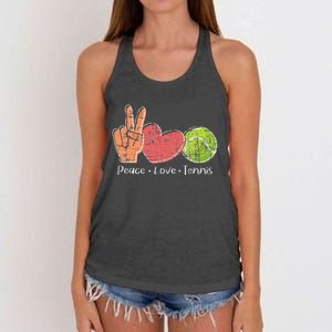 Peace Love Tennis Tournament Player Women's Knotted Racerback Tank