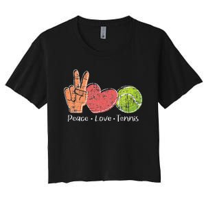 Peace Love Tennis Tournament Player Women's Crop Top Tee