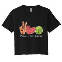 Peace Love Tennis Tournament Player Women's Crop Top Tee