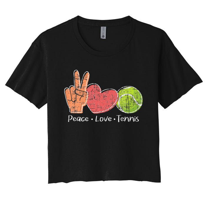 Peace Love Tennis Tournament Player Women's Crop Top Tee