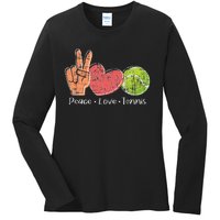 Peace Love Tennis Tournament Player Ladies Long Sleeve Shirt