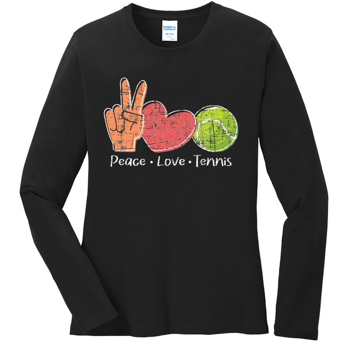 Peace Love Tennis Tournament Player Ladies Long Sleeve Shirt