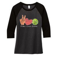 Peace Love Tennis Tournament Player Women's Tri-Blend 3/4-Sleeve Raglan Shirt