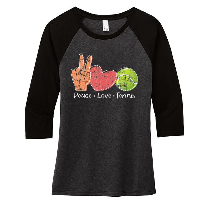 Peace Love Tennis Tournament Player Women's Tri-Blend 3/4-Sleeve Raglan Shirt