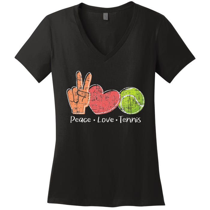 Peace Love Tennis Tournament Player Women's V-Neck T-Shirt