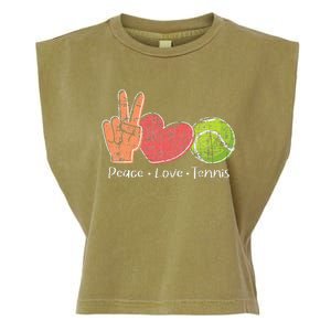 Peace Love Tennis Tournament Player Garment-Dyed Women's Muscle Tee