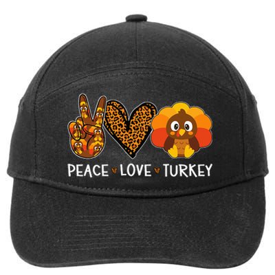 Peace Love Turkey Little Pilgrim Gift Thanksgiving 7-Panel Snapback Hat