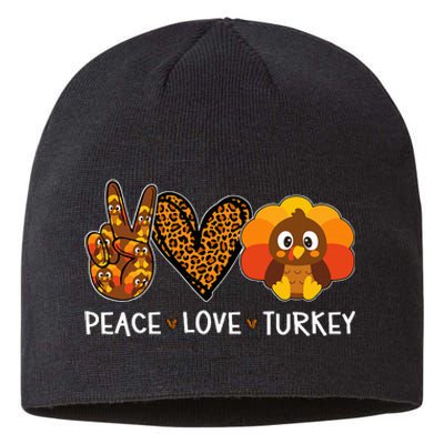 Peace Love Turkey Little Pilgrim Gift Thanksgiving Sustainable Beanie