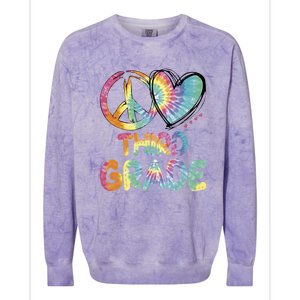 Peace Love Third Grade Funny Tie Dye Hello Third Grade Gift Colorblast Crewneck Sweatshirt