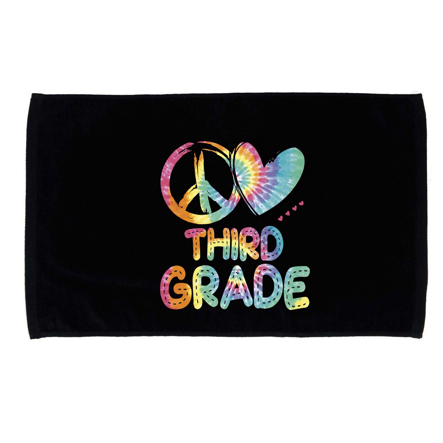 Peace Love Third Grade Funny Tie Dye Hello Third Grade Gift Microfiber Hand Towel