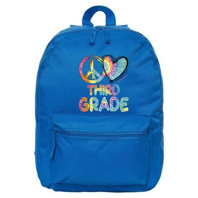 Peace Love Third Grade Funny Tie Dye Hello Third Grade Gift 16 in Basic Backpack