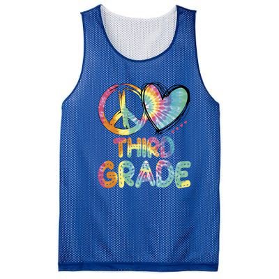 Peace Love Third Grade Funny Tie Dye Hello Third Grade Gift Mesh Reversible Basketball Jersey Tank