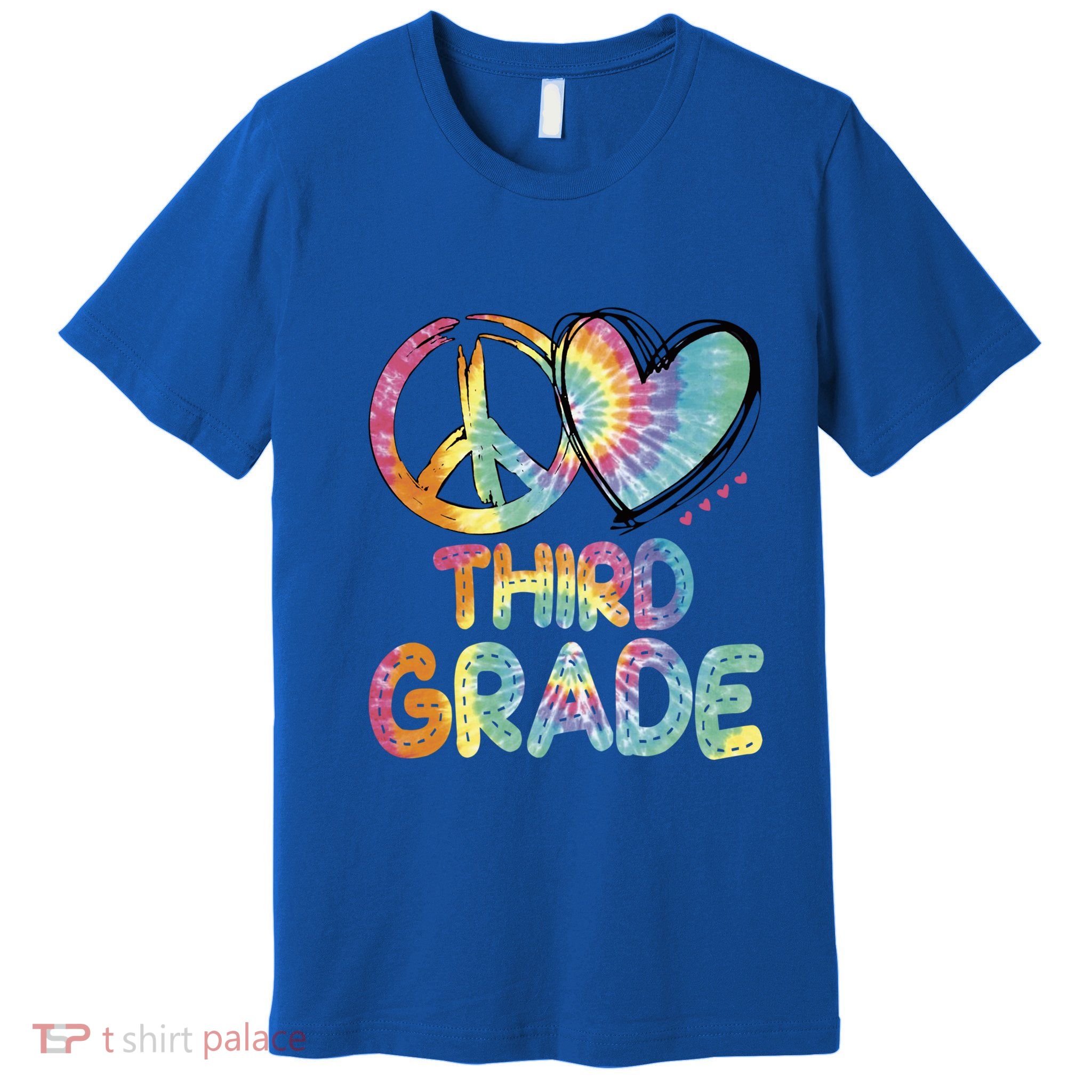 Peace Love Third Grade Funny Tie Dye Hello Third Grade Gift Premium T-Shirt