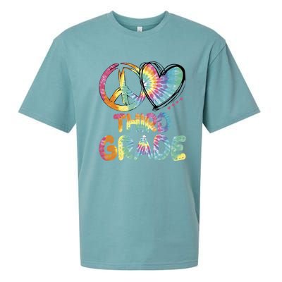 Peace Love Third Grade Funny Tie Dye Hello Third Grade Gift Sueded Cloud Jersey T-Shirt