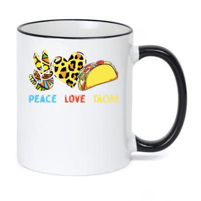 Peace Love Tacos Cute Taco Tuesday Mexican Food Lovers 11oz Black Color Changing Mug