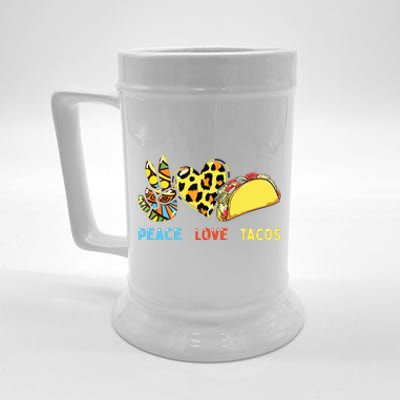 Peace Love Tacos Cute Taco Tuesday Mexican Food Lovers Beer Stein