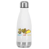 Peace Love Tacos Cute Taco Tuesday Mexican Food Lovers Stainless Steel Insulated Water Bottle