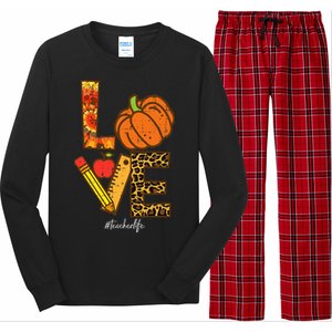 Pumpkin Love Teacher Life Thanksgiving Fall  Long Sleeve Pajama Set