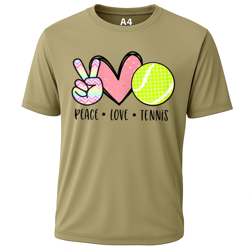 Peace Love Tennis Cute For Teen Little Girl Cooling Performance Crew T-Shirt