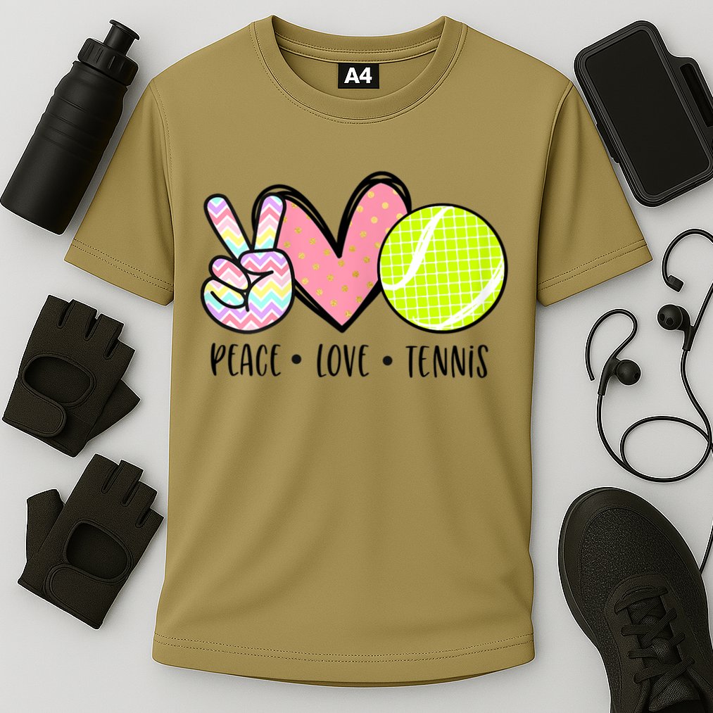 Peace Love Tennis Cute For Teen Little Girl Cooling Performance Crew T-Shirt