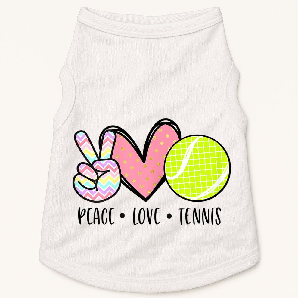 Peace Love Tennis Cute For Teen Little Girl Doggie Tank