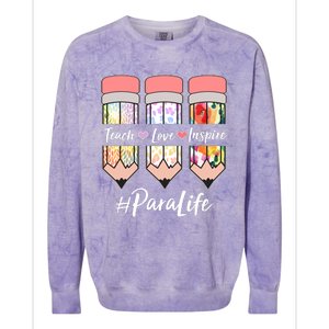 #Para Life Teach Love Inspire Cute Colorful Pencils Colorblast Crewneck Sweatshirt