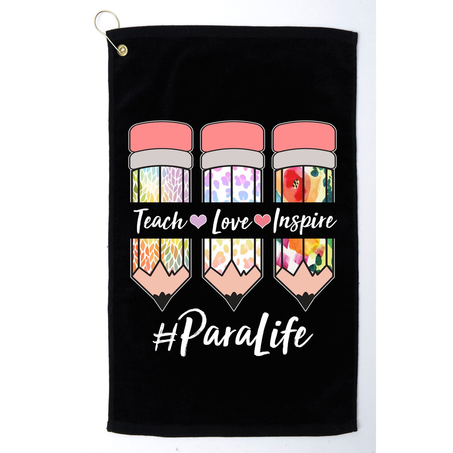 #Para Life Teach Love Inspire Cute Colorful Pencils Golf Towel
