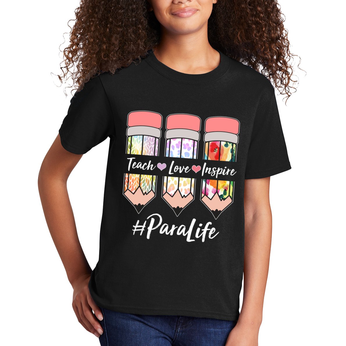 #Para Life Teach Love Inspire Cute Colorful Pencils Kids T-Shirt