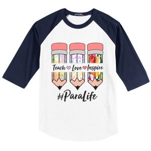 #Para Life Teach Love Inspire Cute Colorful Pencils Baseball Sleeve Shirt