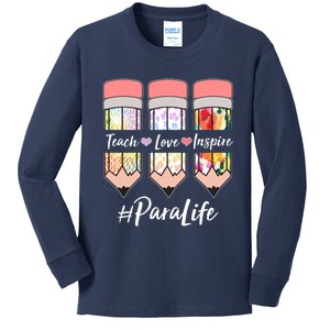 #Para Life Teach Love Inspire Cute Colorful Pencils Kids Long Sleeve Shirt