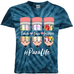 #Para Life Teach Love Inspire Cute Colorful Pencils Kids Tie-Dye T-Shirt