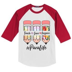 #Para Life Teach Love Inspire Cute Colorful Pencils Kids Colorblock Raglan Jersey