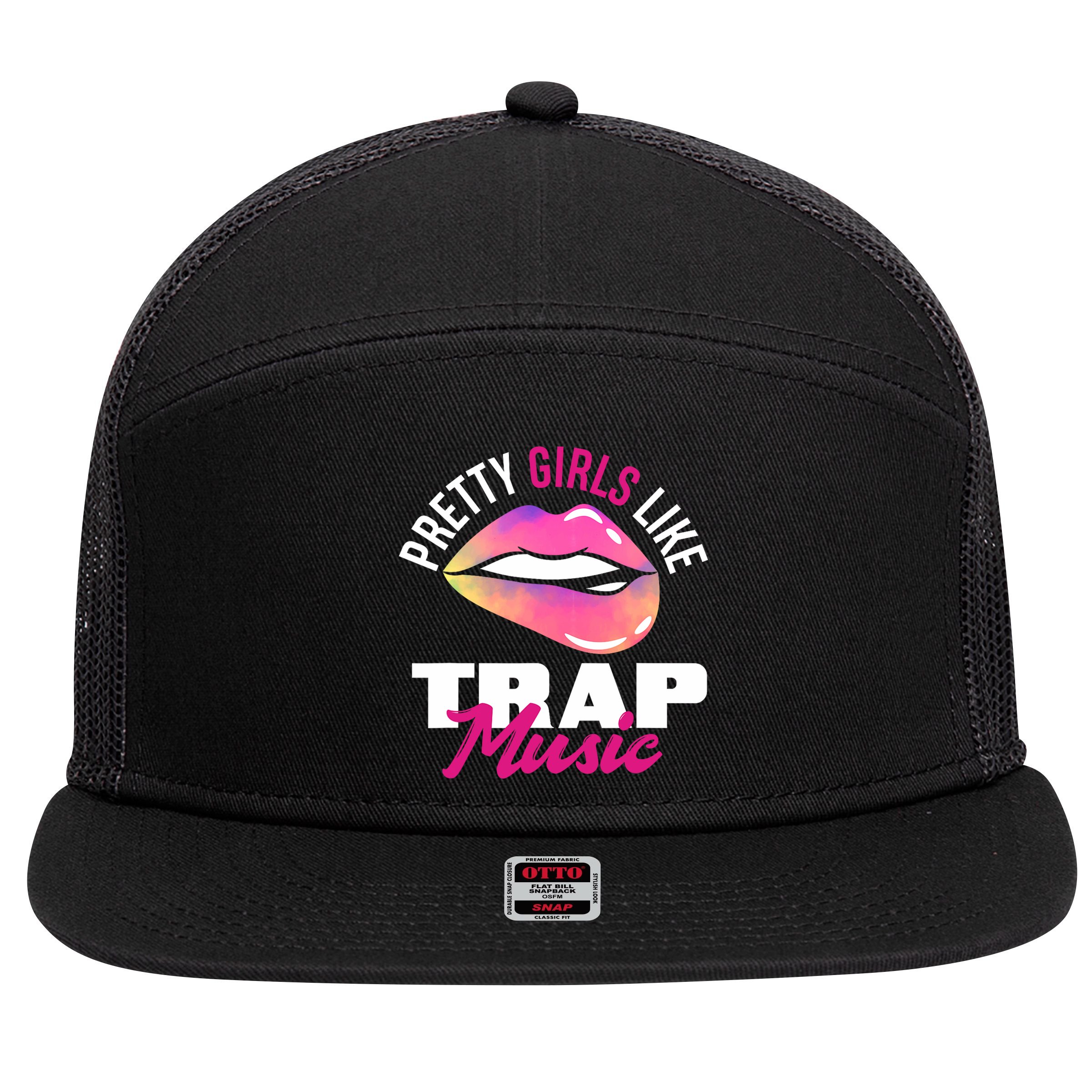 Pretty Like Trap Music Funny Hiphop 7 Panel Mesh Trucker Snapback Hat