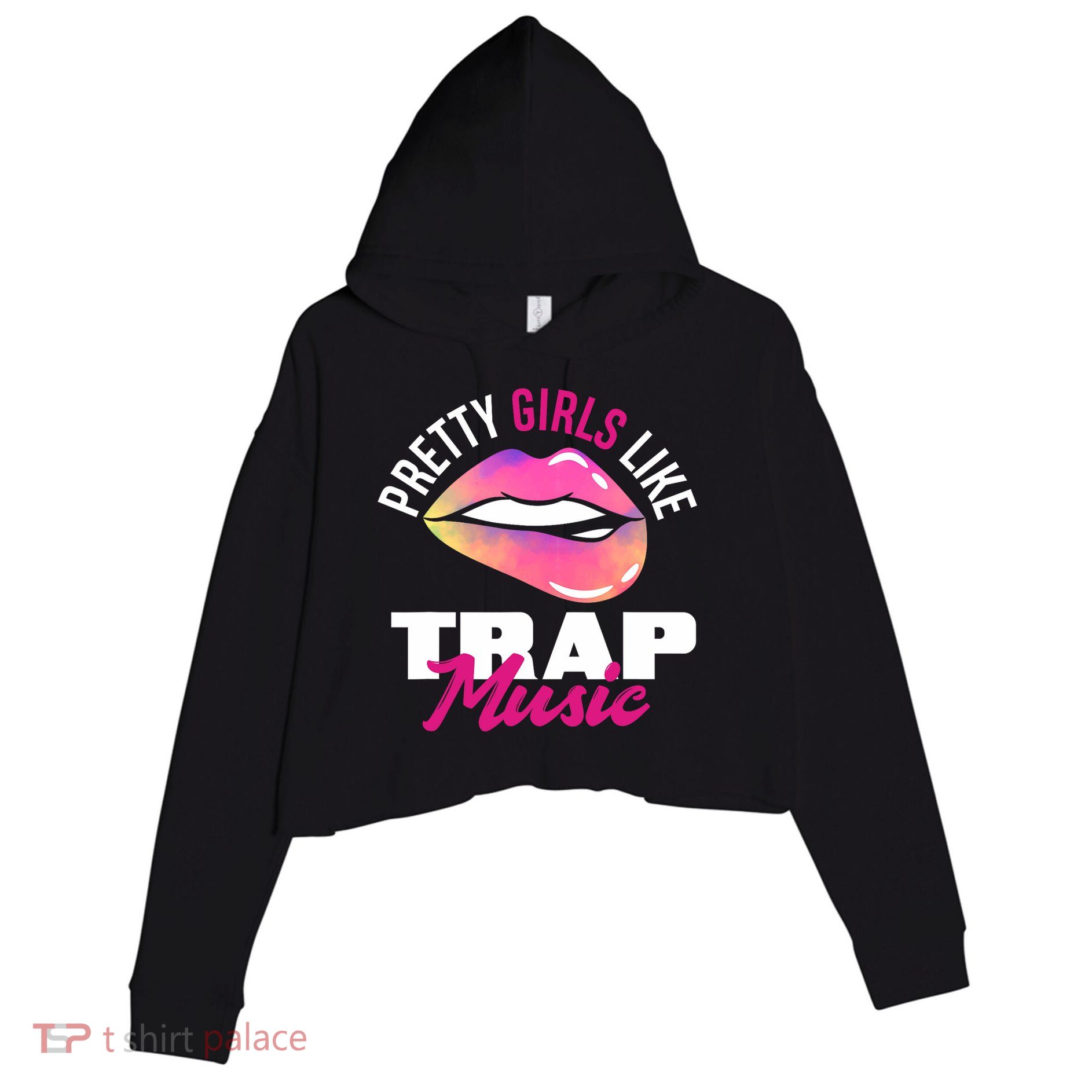 Pretty Like Trap Music Funny Hiphop Crop Fleece Hoodie