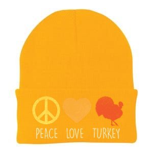 Peace Love Turkey Funny Thanksgiving Day Hippie Hippy Gift Knit Cap Winter Beanie