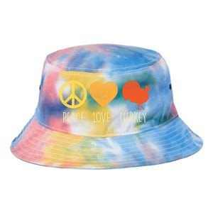 Peace Love Turkey Funny Thanksgiving Day Hippie Hippy Gift Tie Dye Newport Bucket Hat