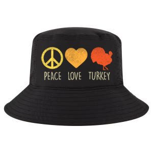 Peace Love Turkey Funny Thanksgiving Day Hippie Hippy Gift Cool Comfort Performance Bucket Hat