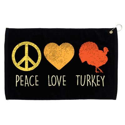 Peace Love Turkey Funny Thanksgiving Day Hippie Hippy Gift Grommeted Golf Towel