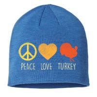 Peace Love Turkey Funny Thanksgiving Day Hippie Hippy Gift Sustainable Beanie