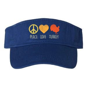 Peace Love Turkey Funny Thanksgiving Day Hippie Hippy Gift Valucap Bio-Washed Visor