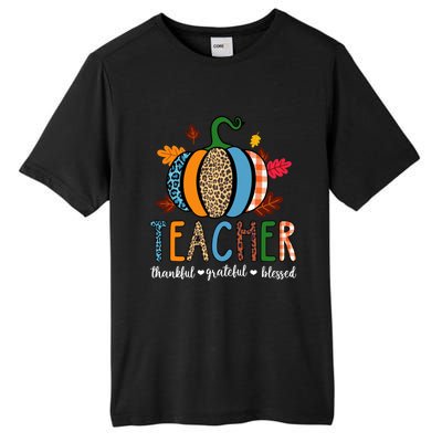 Pumpkin Leopard Teacher Thankful Grateful Blessed Gift Tall Fusion ChromaSoft Performance T-Shirt